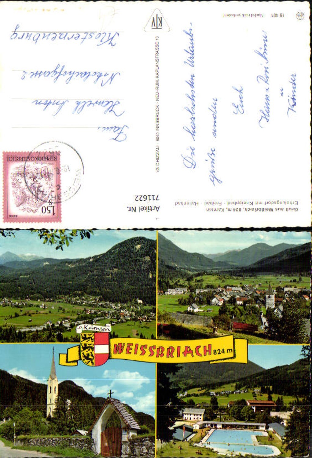 711622 Mehrbild AK Weißbriach Kirche Freibad Ansicht