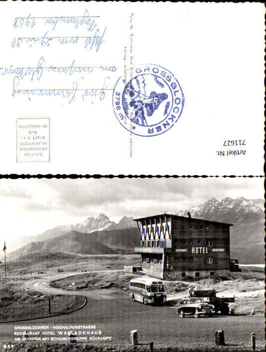 711627 Foto AK Heiligenblut Großglockner Hochalpenstraße Wallackhaus a. Hochtor Bus Reisebus