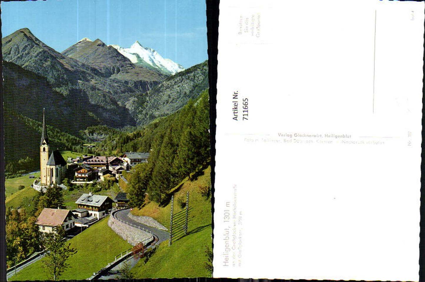 711665 Heiligenblut a. d. Großglockner Hochalpenstraße mit Großglockner u. Kirche