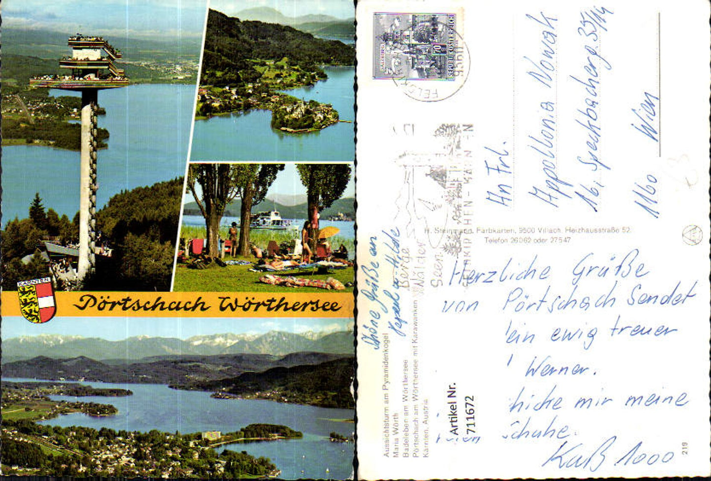 711672 Mehrbild AK Maria Wörth Aussichtsturm Pyramidenkogel Pörtschach Schiff Badeleben