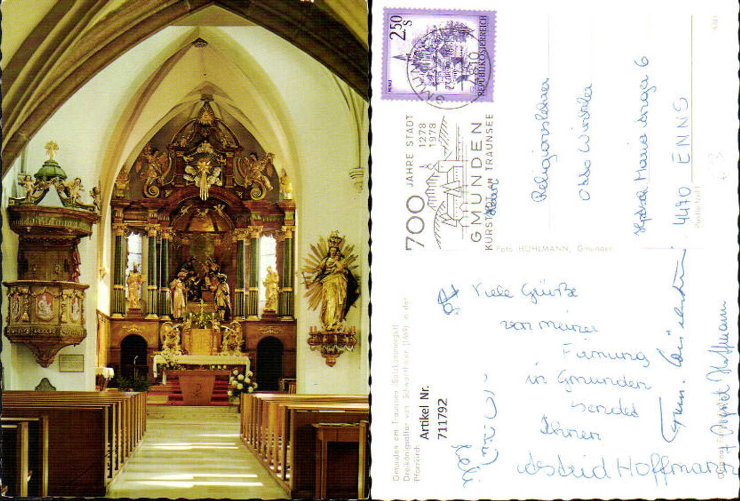 711792 Gmunden a. Traunsee Dreikönigsaltar v. Schwanthaler Pfarrkirche Inneres