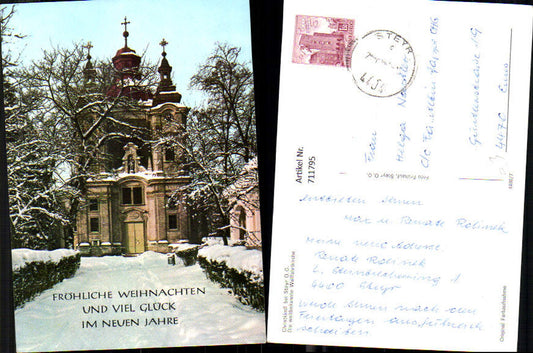 711795 Steyr Christkindl Wallfahrtskirche Kirche im Winter Weihnachten Neujahr