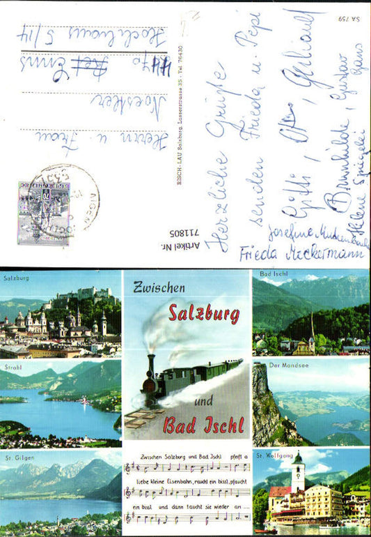 711805 Mehrbild AK Bad Ischl Salzburg Strobl St Gilgen St Wolfgang Eisenbahn Dampflok Liedtext