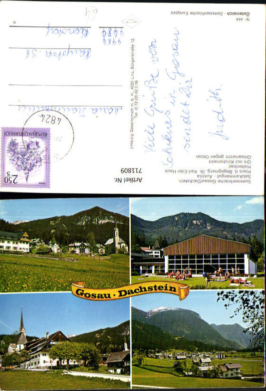 711809 Mehrbild AK Gosau Dachstein Hallenbad Ortsansicht m. Kirchenwirt u. geg. Osten