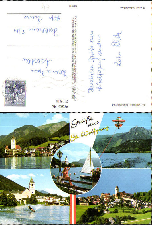 711810 Mehrbild AK St Wolfgang im Salzkammergut Ortsansicht Wasserski Segelboot