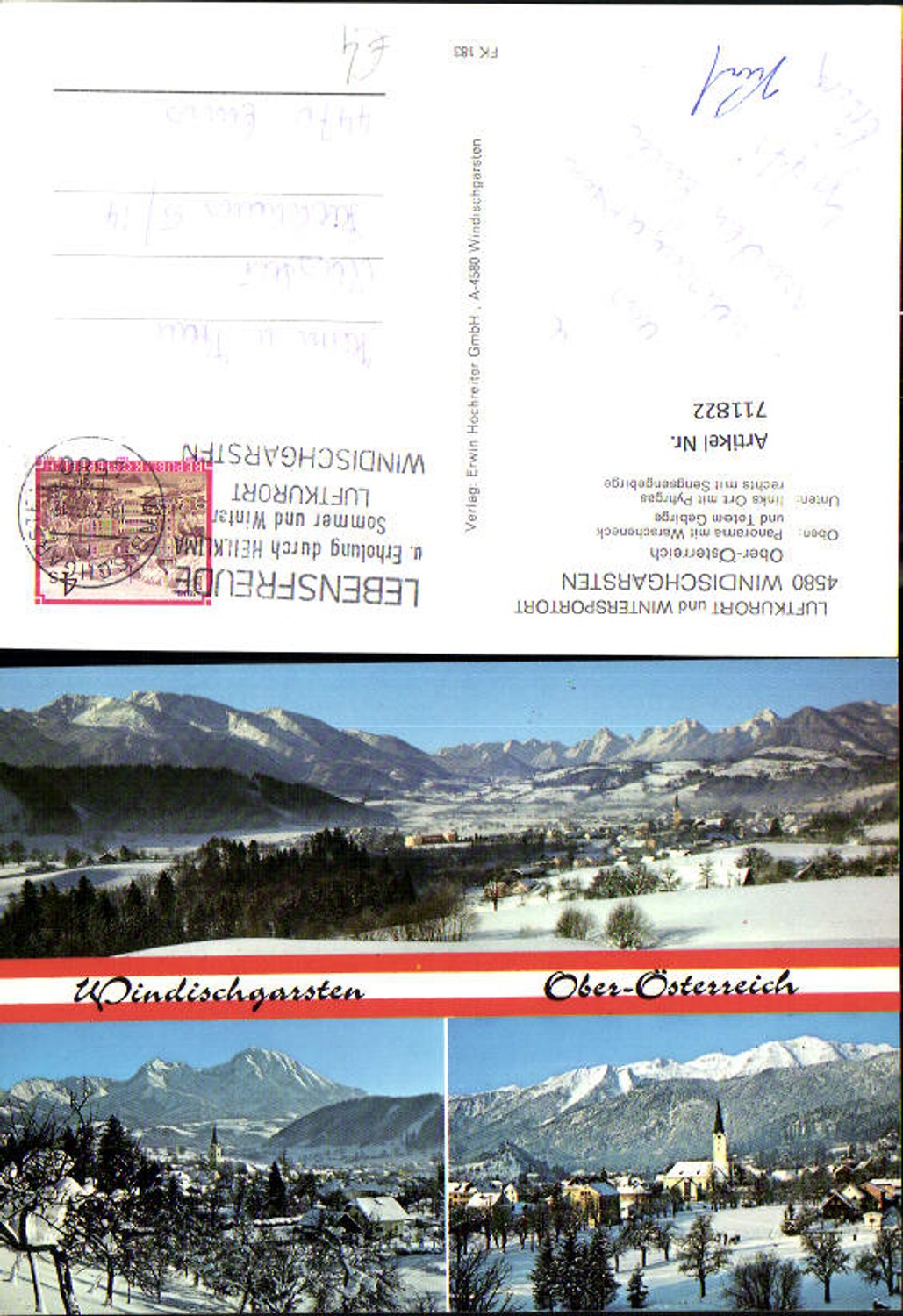 711822 Mehrbild AK Windischgarsten Panorama m. Warscheneck Ortsansicht mit Pyhrgas mit Sengsengebirge im Winter