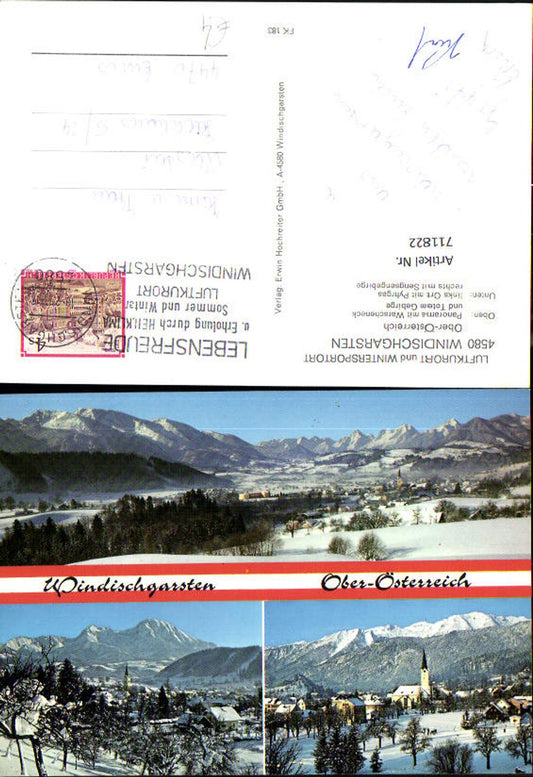 711822 Mehrbild AK Windischgarsten Panorama m. Warscheneck Ortsansicht mit Pyhrgas mit Sengsengebirge im Winter