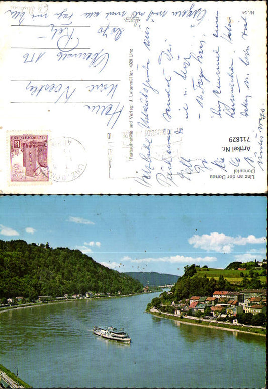 711829 Linz a. d. Donau Donautal Schiff Dampfer b. Puchenau