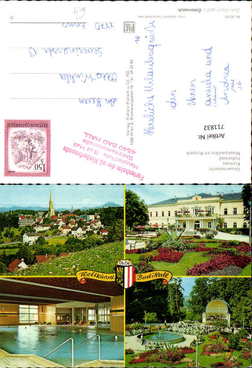 711832 Mehrbild AK Bad Hall Gesamtansicht Kurhaus Hallenbad Musikpavillon im Kurpark