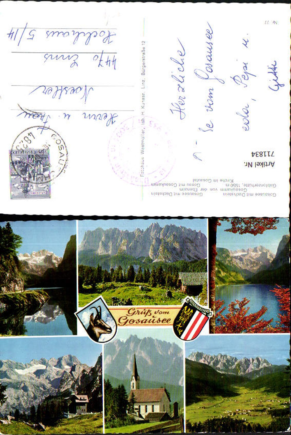 711834 Mehrbild AK Gosau Gosausee mit Dachstein Ebenalm Gablonzerhütte Kirche Gosautal