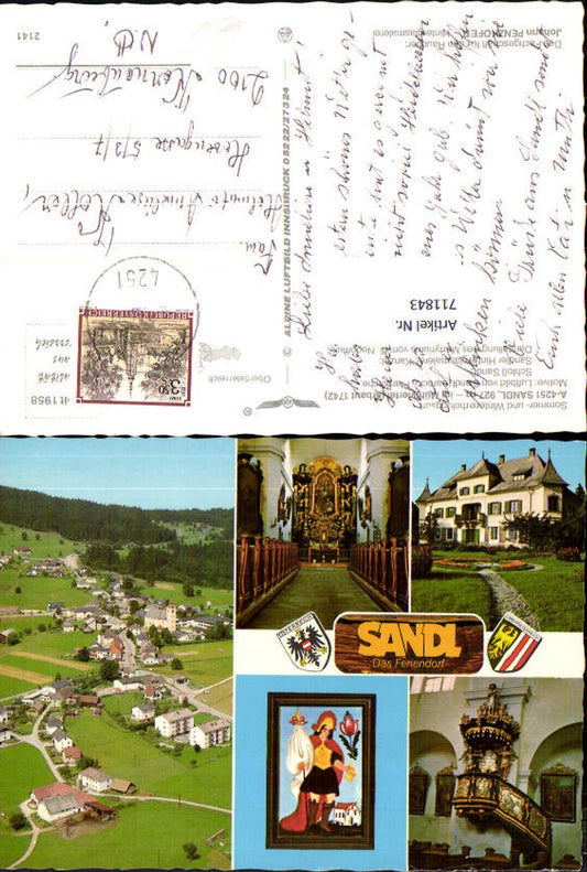 711843 Mehrbild AK Sandl Luftbild Schloss Sandler Hinterglasmalerei Kanzel