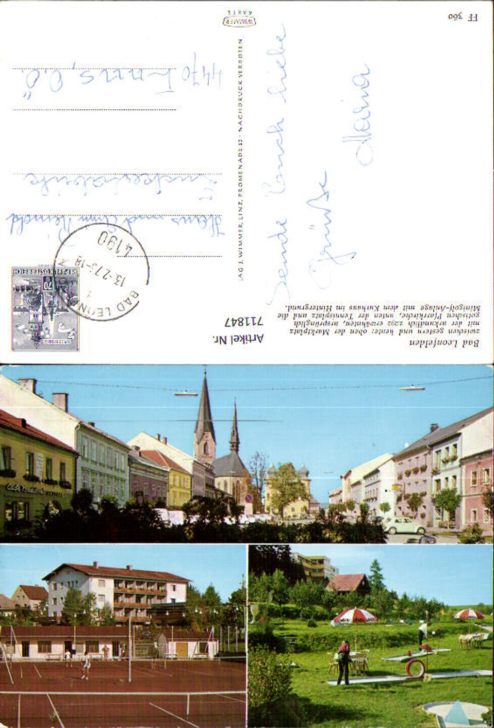 711847 Mehrbild AK Bad Leonfelden Marktplatz Tennisplatz Minigolfplatz Sport