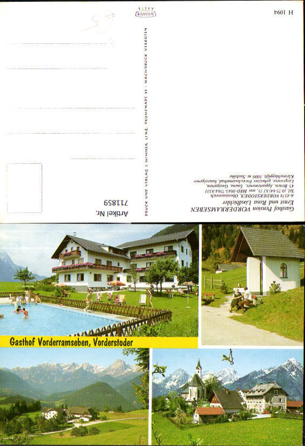 711859 Mehrbild AK Vorderstoder Gasthof Pension Vorderramseben Kapelle Schwimmbad