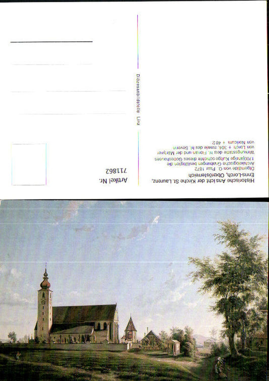 711862 Historische Ansicht Künstler AK O. Paar Enns Lorch Kirche St Laurenz