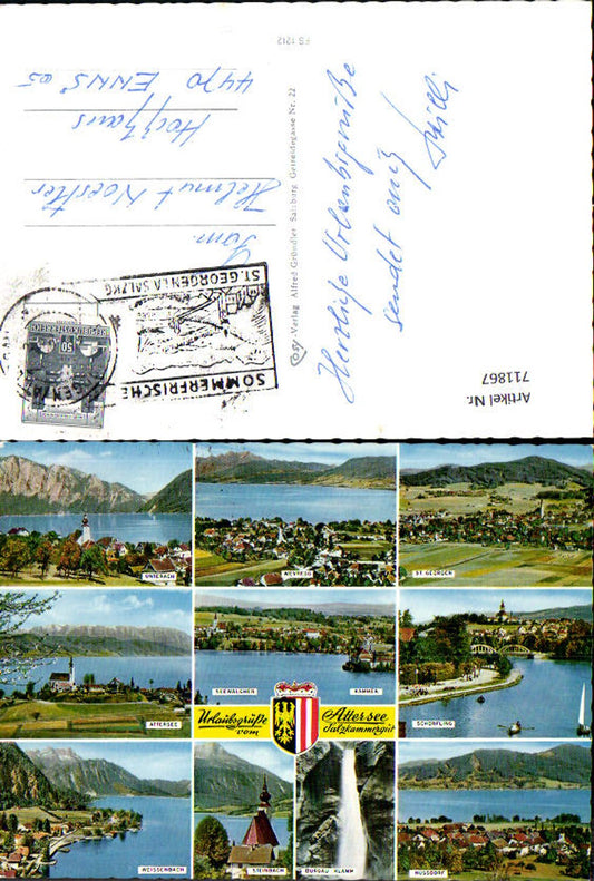 711867 Mehrbild AK Attersee Unterach Weissenbach Steinbach Burgau Klamm Nussdorf Schörfling