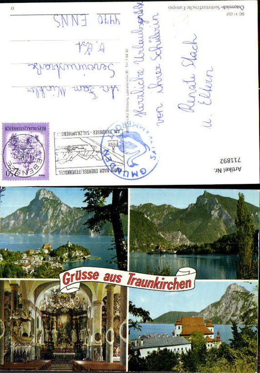 711892 Mehrbild AK Traunkirchen Traunsee Kirche Innenansicht