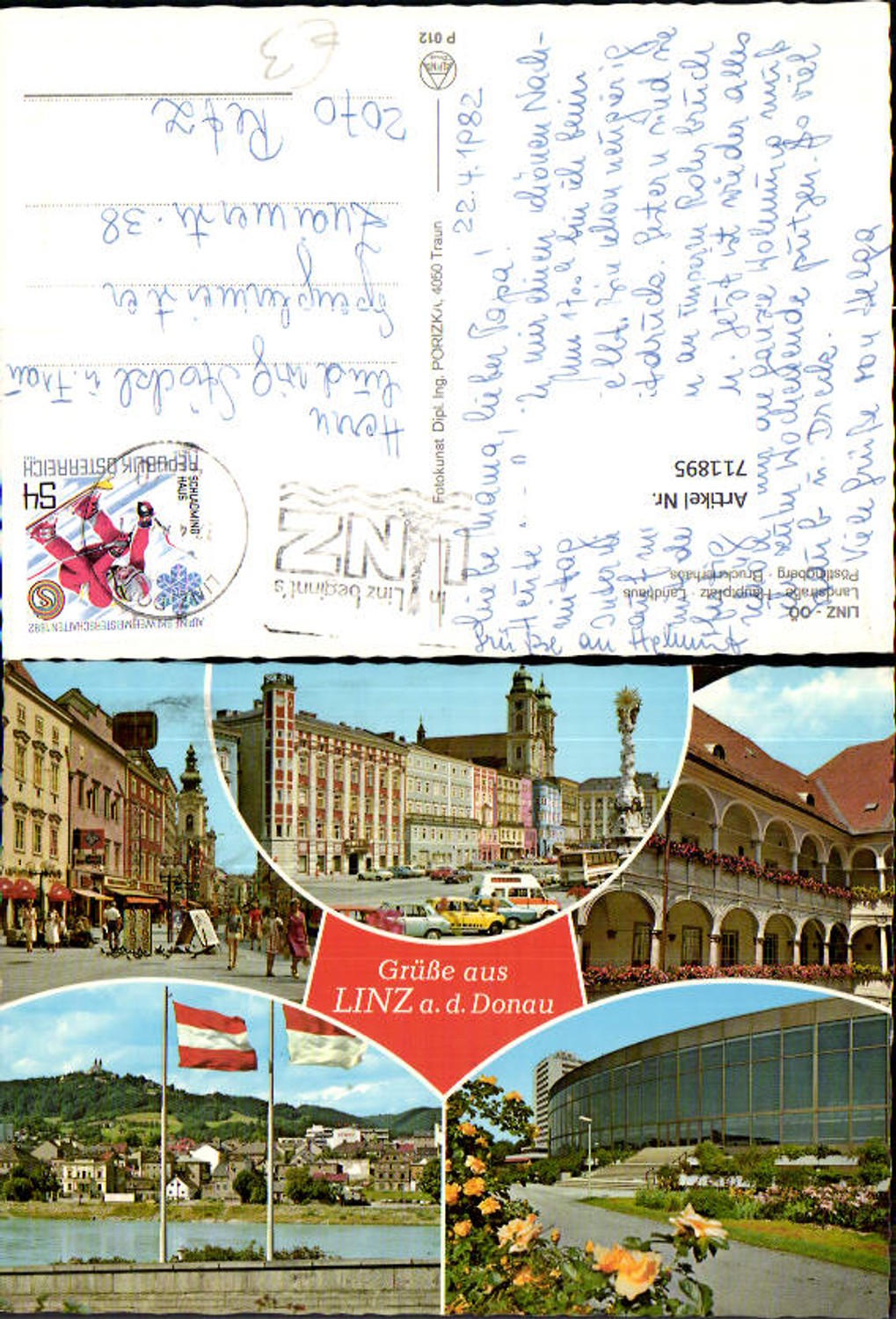 711895 Mehrbild AK Linz a. d. Donau Hauptplatz Brucknerhaus Pöstlingberg Landstraße Landhaus