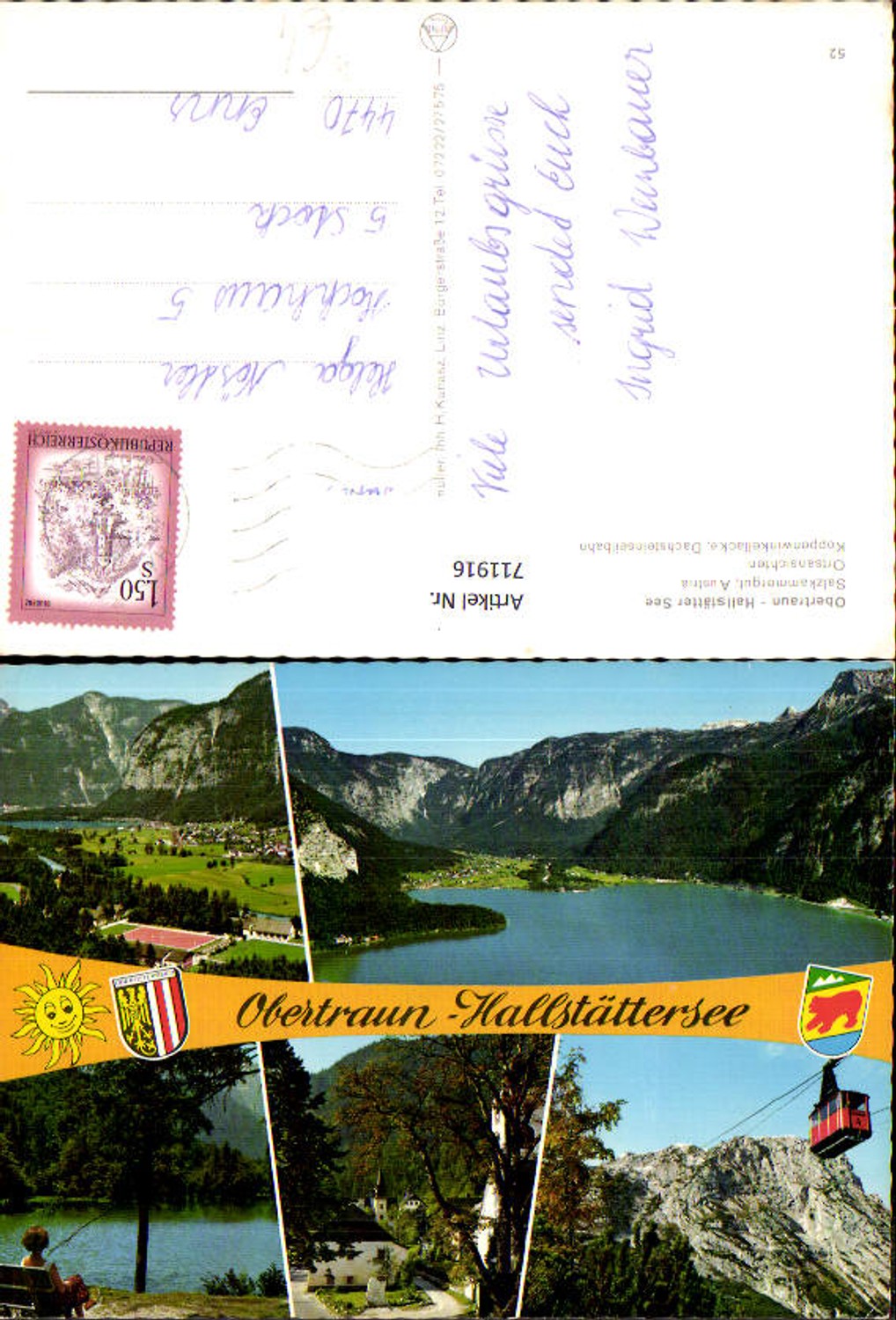 711916 Multi-image AK Obertraun Hallstättersee cable car gondola Kroppenwinkellacke town views
