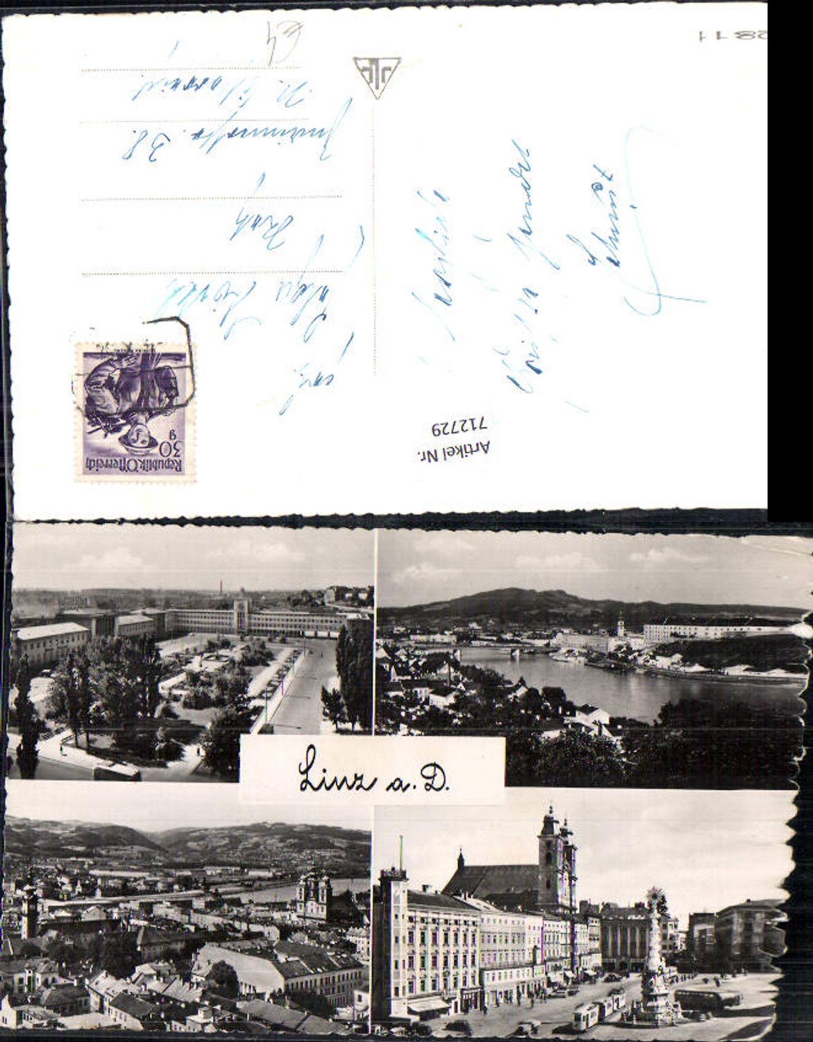 712729 Mehrbild AK Linz a. d. Donau Hauptplatz Bahnhof Ansicht über d. Stadt