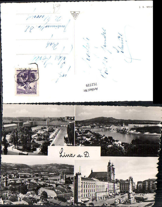 712729 Mehrbild AK Linz a. d. Donau Hauptplatz Bahnhof Ansicht über d. Stadt
