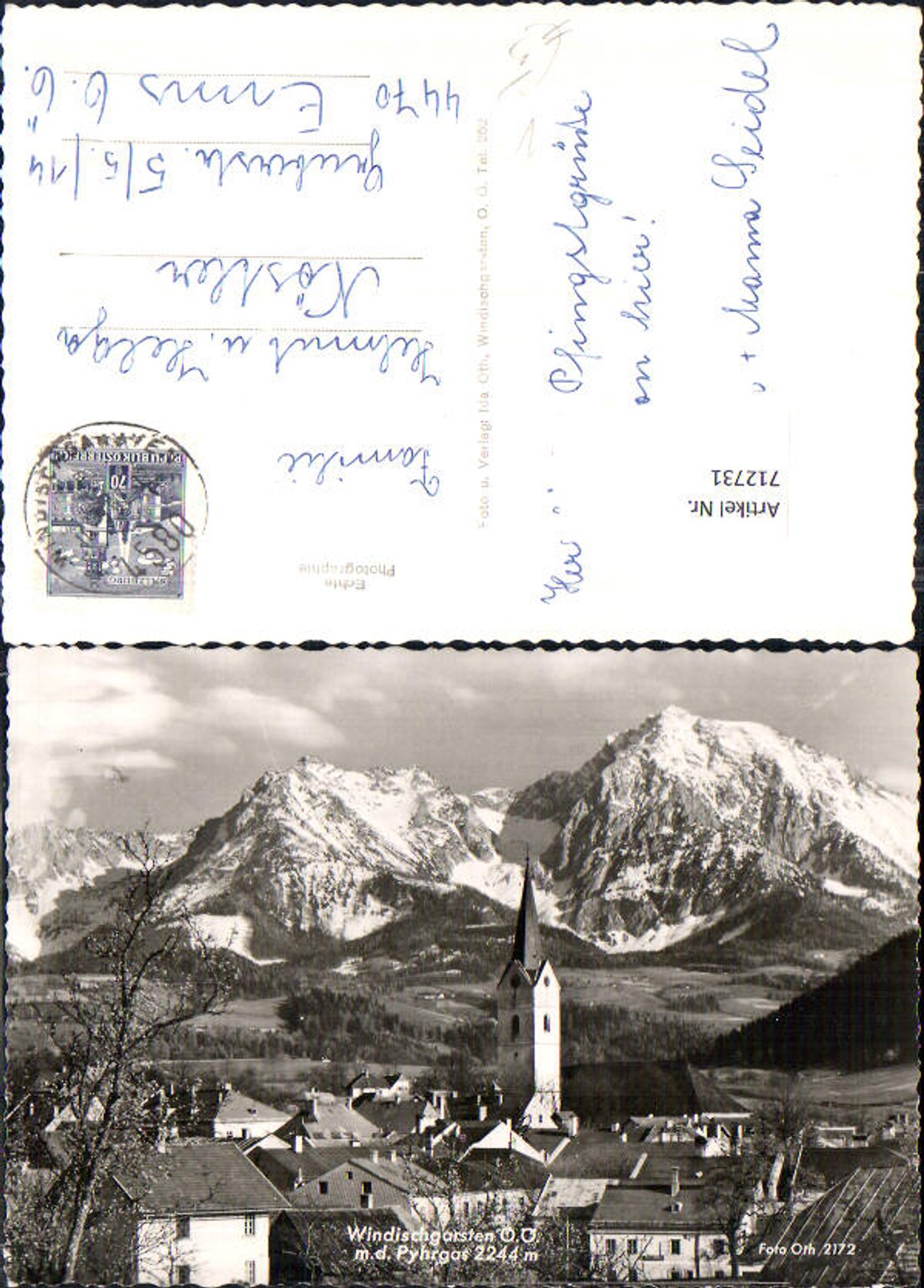 712731 Photo AK Windischgarsten with Pyhrgas view with church pub Photo Oth 2172