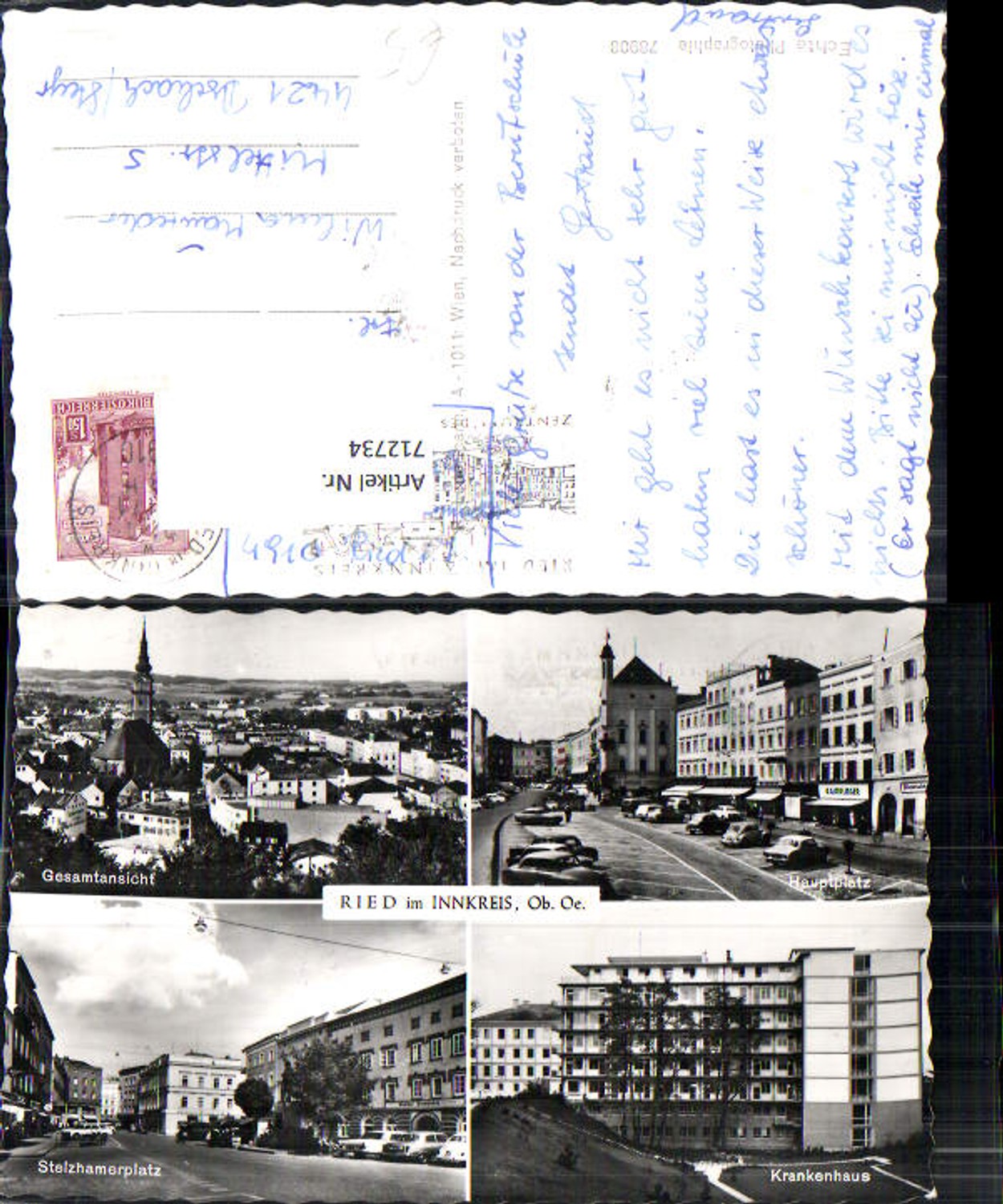 712734 Mehrbild AK Ried im Innkreis Stelzhamerplatz Krankenhaus Hauptplatz
