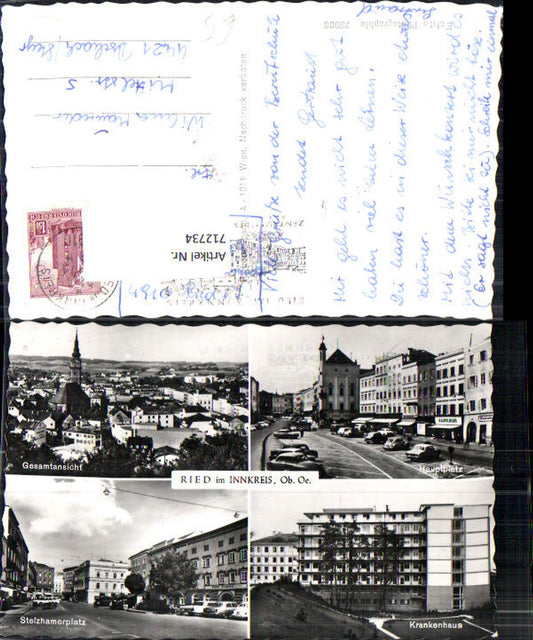 712734 Mehrbild AK Ried im Innkreis Stelzhamerplatz Krankenhaus Hauptplatz