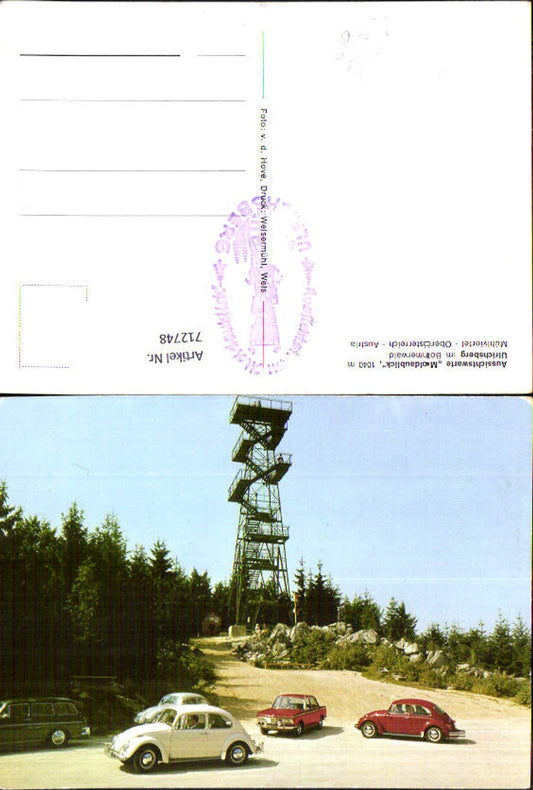 712748 Ulrichsberg im Böhmerwald Aussichtswarte Moldaublick VW Käfer Turm