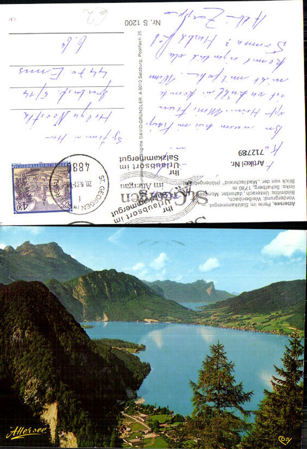 712789 Attersee Weißenbach Unterach with a view of Mondsee and Schafberg, view from the Madlschneid