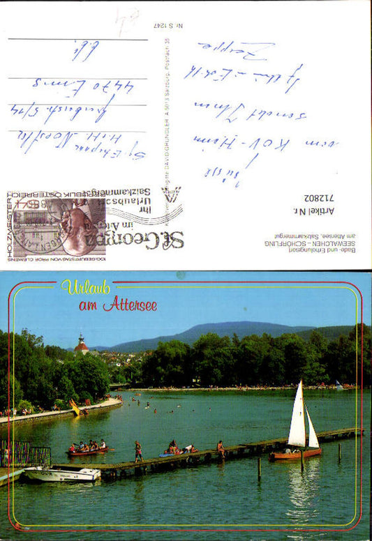 712802 Attersee Seewalchen Schörfling am Attersee Badesteg Segelboot