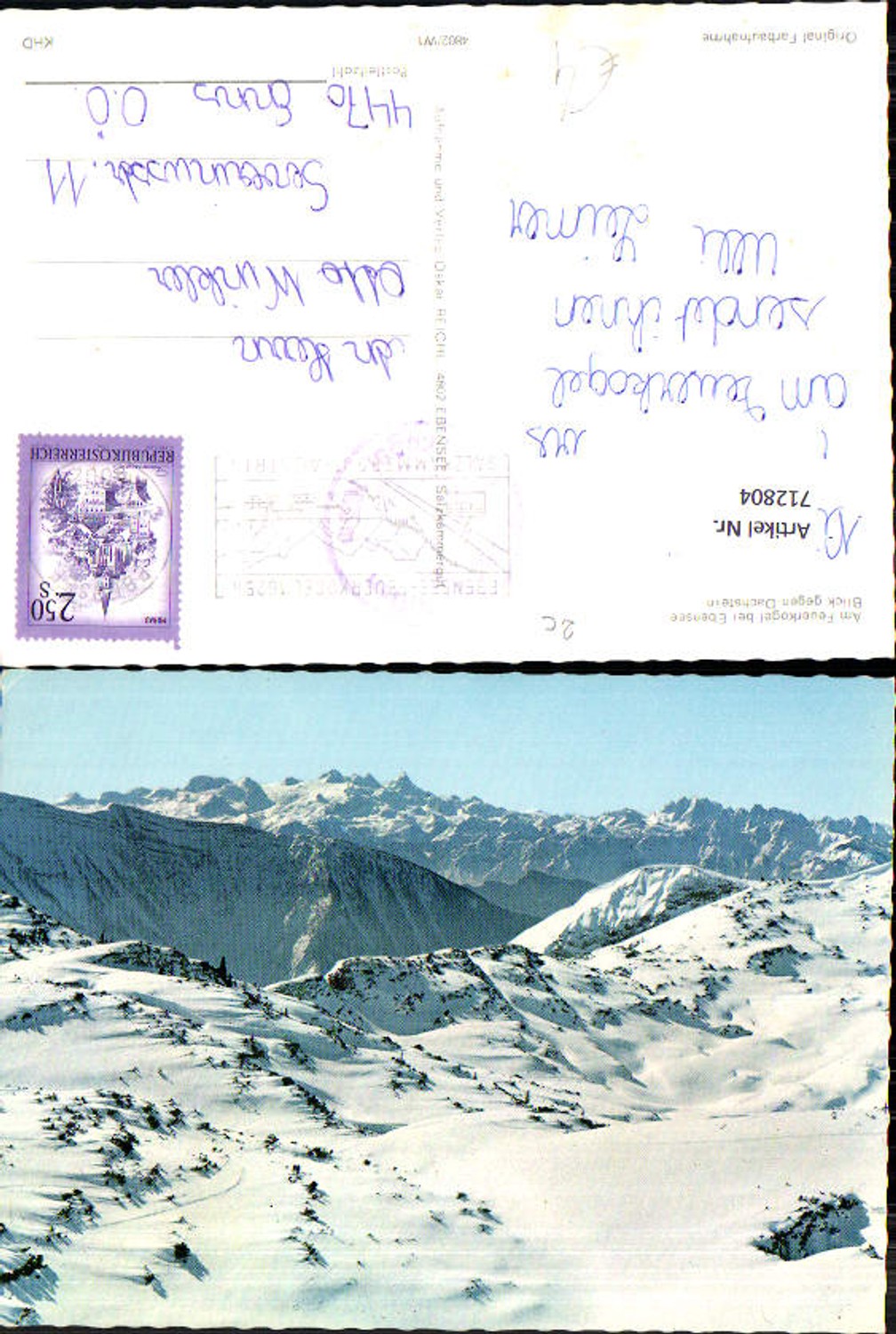 712804 Foto AK Am Feuerkogel b. Ebensee Blick geg. Dachstein Winteransicht
