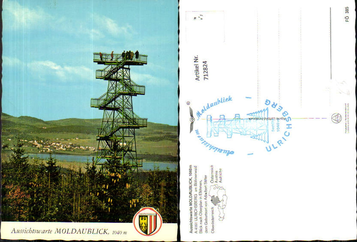 712824 Ulrichsberg am Böhmerwald, Moldaublick observation tower, Alpine aerial photograph FÖ 385