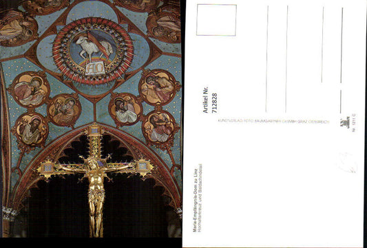 712828 Linz Cathedral of the Immaculate Conception, high altar cross and baldachin detail, religion