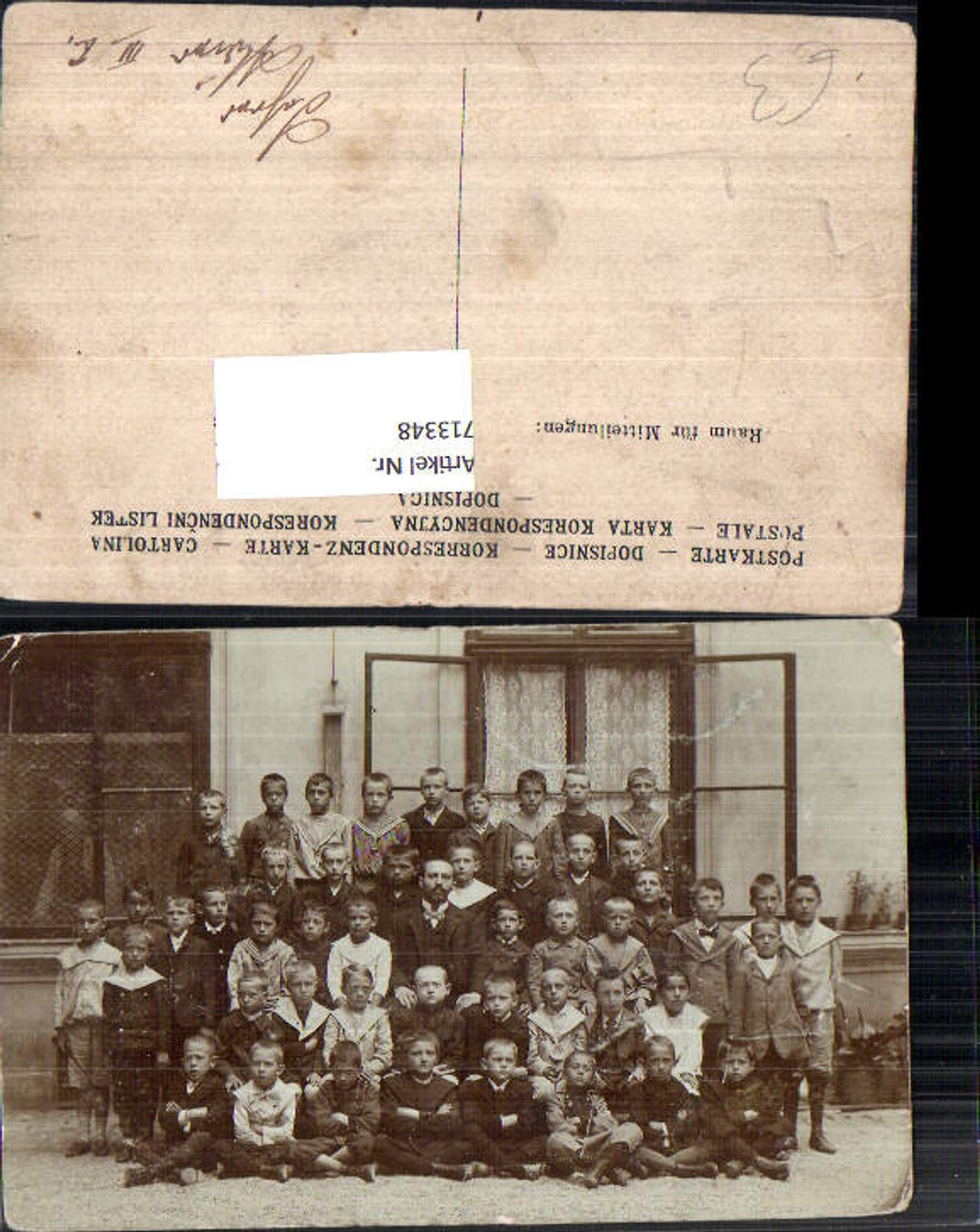 713348 Foto-AK Schule Lehrer Schulklasse um 1910