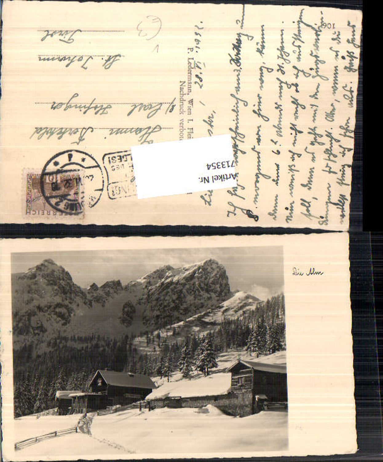 713354 Photo-AK Alm Winter Schnee Berge gel St. Johann in Tirol