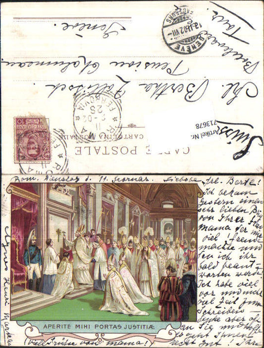 713678 Präge Lithographie Aperite mihi Portas Justitiae Religion Papst Vatikan Weihe