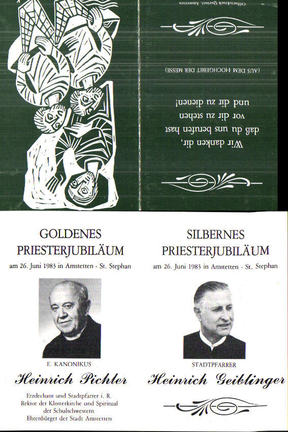 713703 Klapp Beleg Amstetten Pfarre St. Stephan Priesterjubiläum