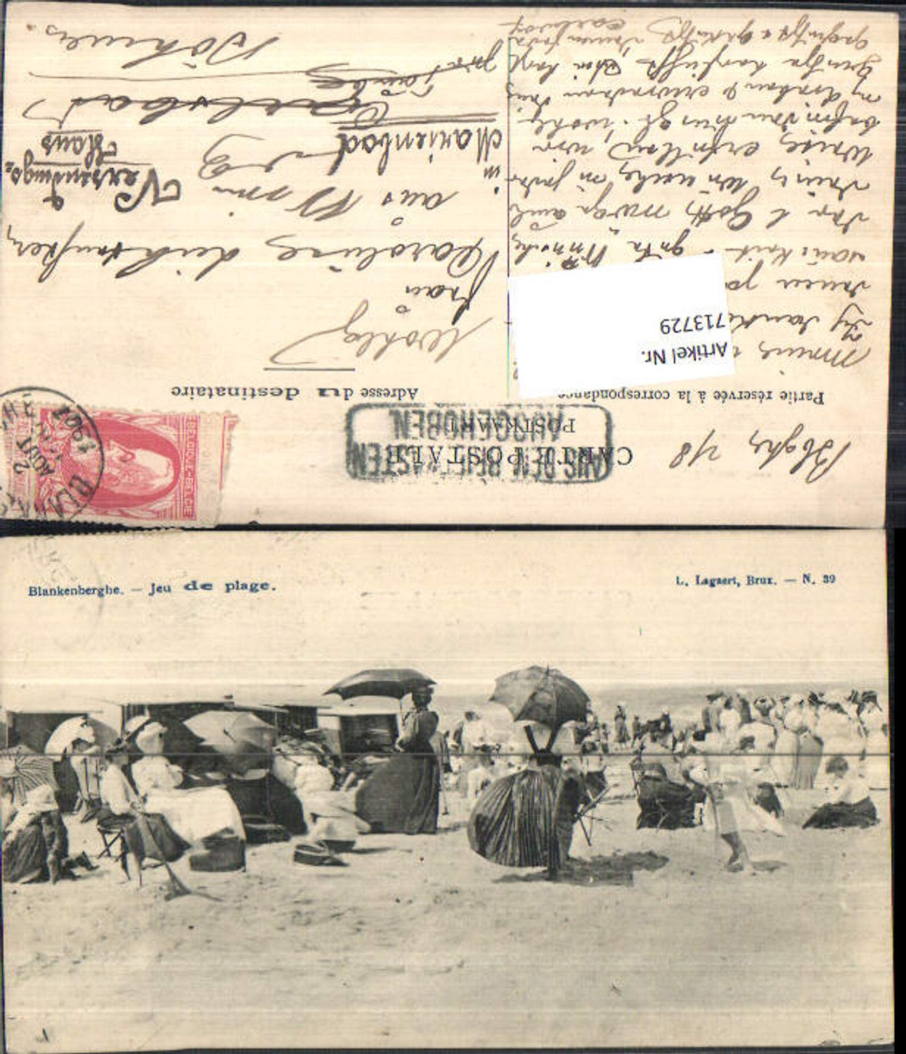 713729 Blankenberghe Blankenberge Plage Strand Strandleben Bademode pub L. Lagaert Brux 39