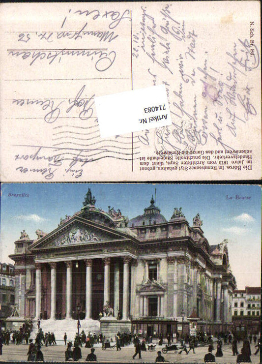 714083 Brüssel Bruxelles Börse Bourse Exchange Feldpost Crimmitschau