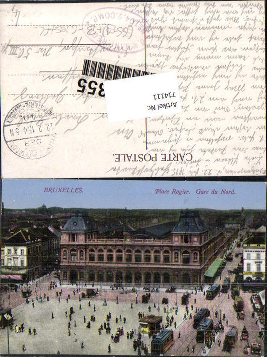 714111 Brüssel Bruxelles Place Rogier Gare Nord Bahnhof Feldpost Chemnitz Gablenz
