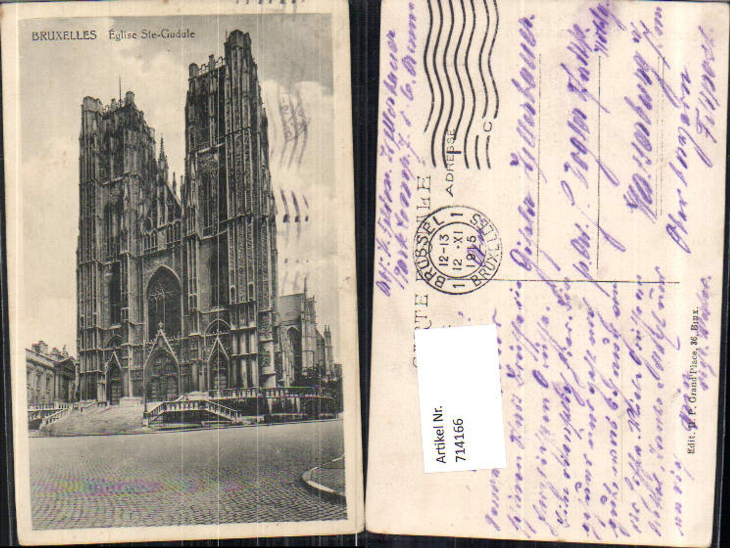 714166 Brüssel Bruxelles Eglise St. Gudule Feldpost Wasserburg am Inn