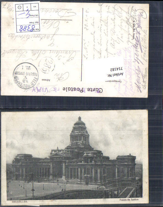 714182 Brüssel Bruxelles Palais du Justice K.D. Feldpost Expedition Nürnberg