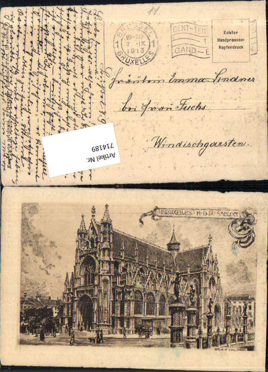 714189 Radierung Carld Jander Berlin Brüssel Bruxelles gel Windischgarsten