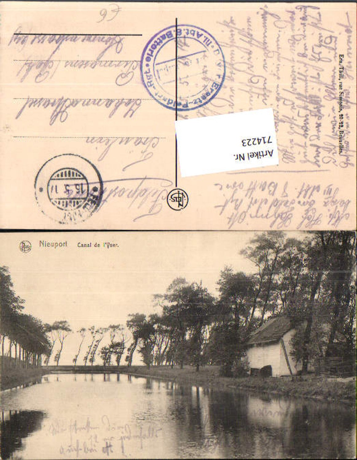 714223 Nieuport Canal de Yser K.D. Feldpost Pirmasens