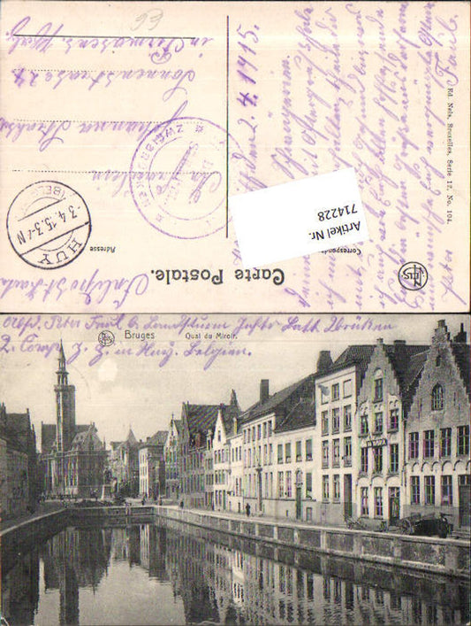 714228 Bruges Brügge Quai du Miroit K.D. Feldpost Pirmasens Landsturm Inf. Zweibrücken