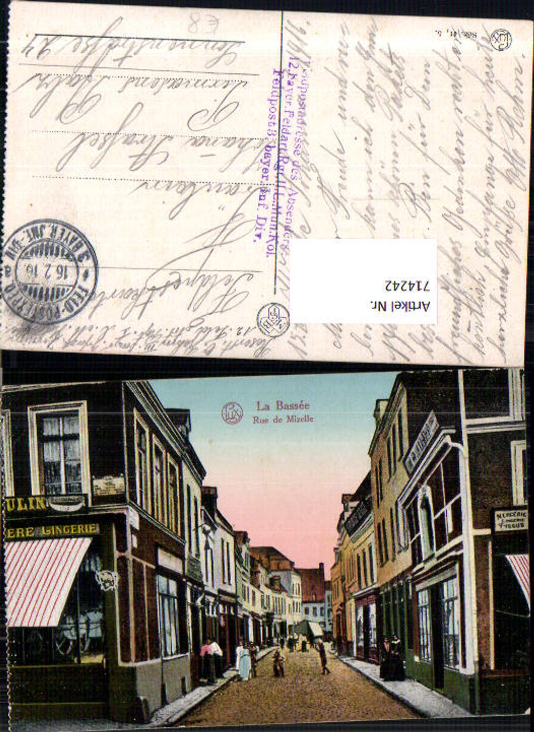 714242 La Bassee Rue de Mizelle K.D. Feldpost Pirmasens