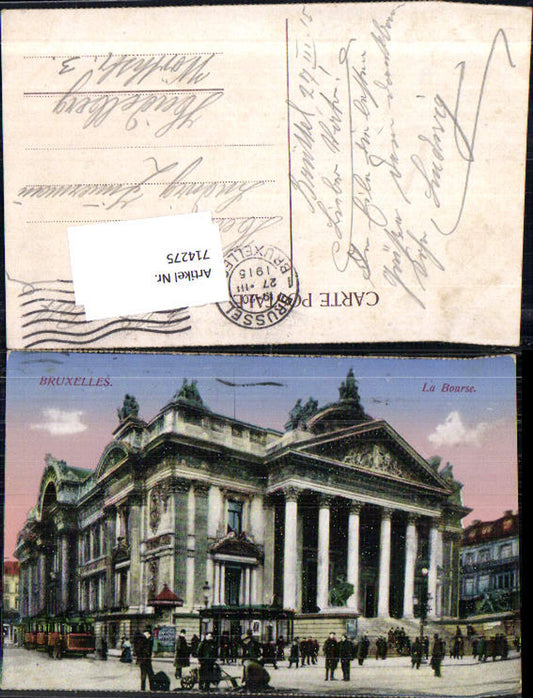 714275 Brüssel Bruxelles La Bourse Börse Tram Feldpost Heidelberg