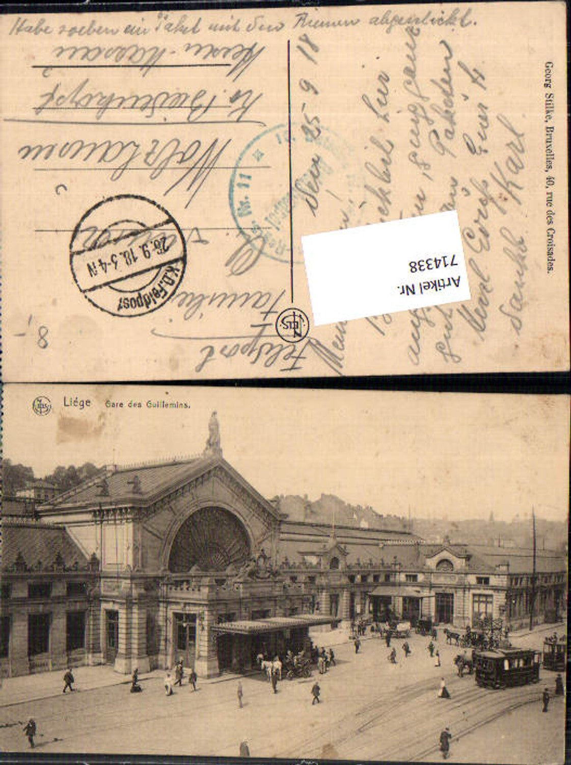 Liege Lüttich Gare Bahnhof Tramway Feldpost Wolzhausen Biedenkopf Breidenbach