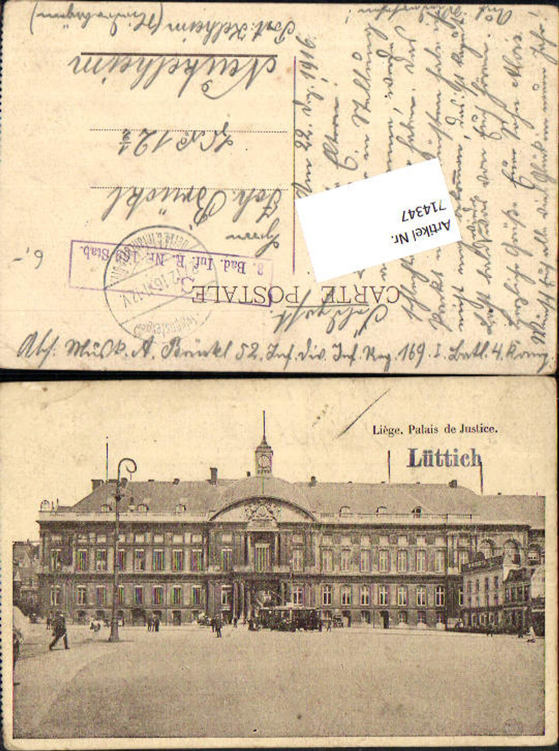 714347 Liege Lüttich Palais de Justice Feldpost Neukelheim Kelheim