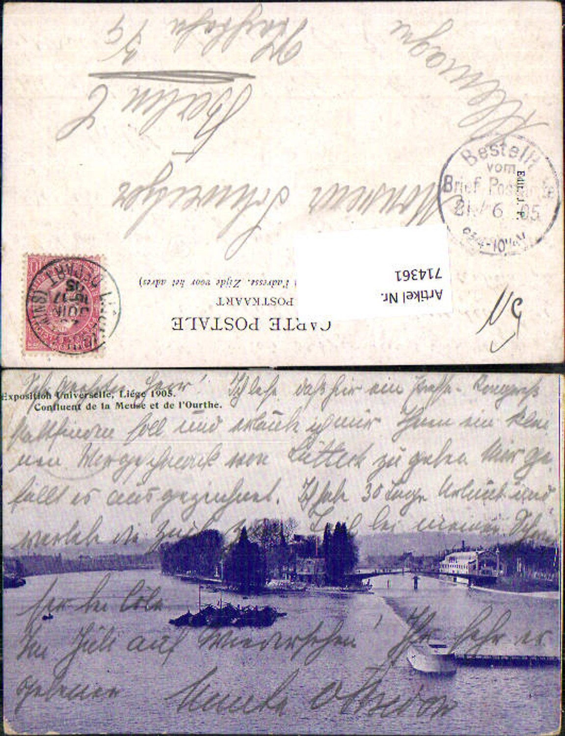 714361 Liege Lüttich Exposition Universelle 1905 Meuse et le Ourthe